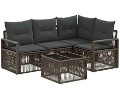 Lauko baldų komplektas Sodo Sofų Rinkinys 5 pcs Pilka poliratanas