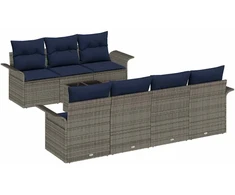 Lauko baldų komplektas Sodo Sofų Rinkinys su pagalve 8 pcs Pilka poliratanas