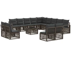 Lauko baldų komplektas Sodo Sofų Rinkinys 14 pcs Pilka poliratanas