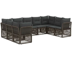 Lauko baldų komplektas Sodo Sofų Rinkinys 9 pcs Pilka poliratanas