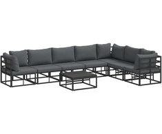 Sodo Sofų Rinkinys su pagalve 8 pcs Juoda Aliuminis