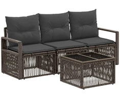 Lauko baldų komplektas Sodo Sofų Rinkinys 4 pcs Pilka poliratanas