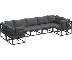 Sodo Sofų Rinkinys su pagalve 7 pcs Juoda Aliuminis