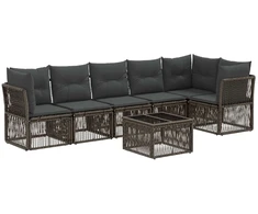 Lauko baldų komplektas Sodo Sofų Rinkinys 7 pcs Pilka poliratanas