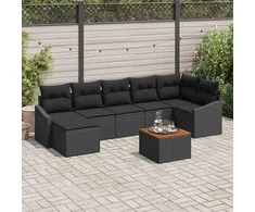 Lauko baldų komplektas Sodo Sofų Rinkinys su saugykla 8 pcs Juoda poliratanas