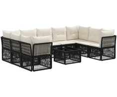 Lauko baldų komplektas Sodo Sofų Rinkinys 10 pcs Juoda poliratanas