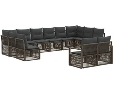 Lauko baldų komplektas Sodo Sofų Rinkinys 12 pcs Pilka poliratanas