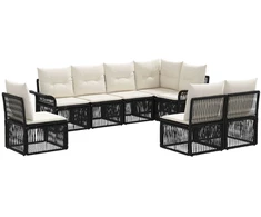 Lauko baldų komplektas Sodo Sofų Rinkinys 8 pcs Juoda poliratanas