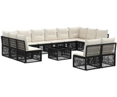 Lauko baldų komplektas Sodo Sofų Rinkinys 13 pcs Juoda poliratanas