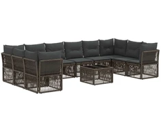 Lauko baldų komplektas Sodo Sofų Rinkinys 11 pcs Pilka poliratanas