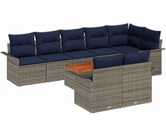 Lauko baldų komplektas Sodo Sofų Rinkinys su pagalve 9 pcs Pilka poliratanas