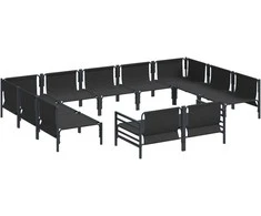 Sodo Sofų Rinkinys su pagalve 11 pcs Juoda Plienas