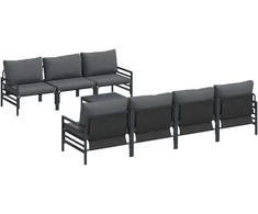 Sodo Sofų Rinkinys su pagalve 8 pcs Juoda Plienas