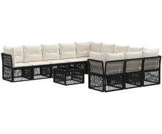 Lauko baldų komplektas Sodo Sofų Rinkinys 12 pcs Juoda poliratanas