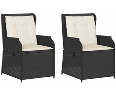Lauko baldų komplektas Sodo suolas 2 pcs Juoda poliratanas
