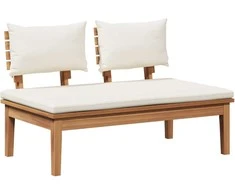 Sodo Sofų Rinkinys 3 pcs Ruda ir grietinėlė