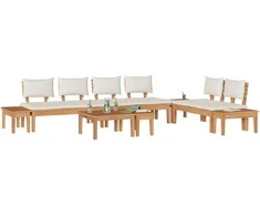 Sodo Sofų Rinkinys 5 pcs Ruda ir grietinėlė