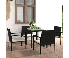 Lauko baldų komplektas Sodo valgomojo baldų komplektas, 5 dalių, juodas, poliratanas