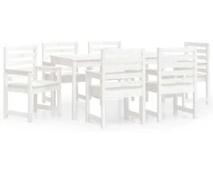Sofa Sodo valgomojo baldų komplektas, 7 dalių, baltas, pušis