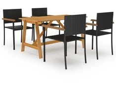 Lauko baldų komplektas Sodo valgomojo baldų komplektas, 5 dalių, juodos spalvos