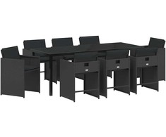 Sodo valgomojo komplektas 9 pcs Juoda poliratanas
