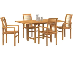 Lauko baldų komplektas Sodo valgomojo komplektas 5 pcs Ruda Kieto teka medžio
