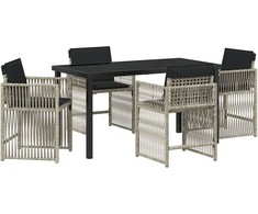 Lauko baldų komplektas Sodo valgomojo komplektas 5 pcs Šviesiai pilka poliratanas