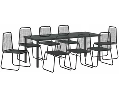 Lauko baldų komplektas Sodo valgomojo komplektas 9 pcs Juoda
