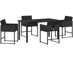 Lauko baldų komplektas Sodo valgomojo komplektas 5 pcs Juoda poliratanas