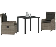 Lauko baldų komplektas Sodo valgomojo komplektas 3 pcs Pilka poliratanas