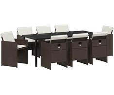 Sodo valgomojo komplektas 9 pcs Ruda poliratanas