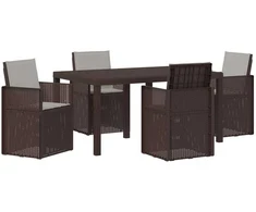 Lauko baldų komplektas Sodo valgomojo komplektas 5 pcs Ruda ir šviesiai pilka PP