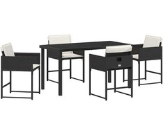 Lauko baldų komplektas Sodo valgomojo komplektas 5 pcs Juoda poliratanas