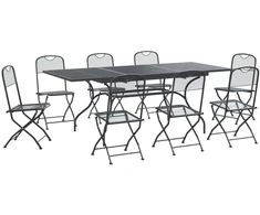 Lauko baldų komplektas Sodo valgomojo komplektas 9 pcs Antracito 212 x 90 x 76 cm