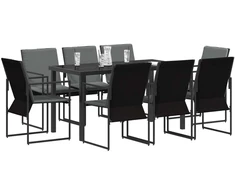 Lauko baldų komplektas Sodo valgomojo komplektas 9 pcs Juoda ir Antracitas