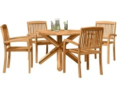 Lauko baldų komplektas Sodo valgomojo komplektas 5 pcs Natūrali