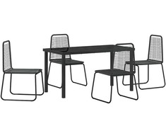 Lauko baldų komplektas Sodo valgomojo komplektas 5 pcs Juoda