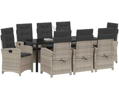 Lauko baldų komplektas Sodo valgomojo komplektas 9 pcs Šviesiai pilka poliratanas