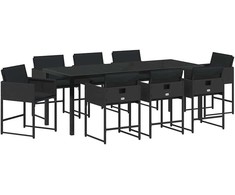 Sodo valgomojo komplektas 9 pcs Juoda poliratanas