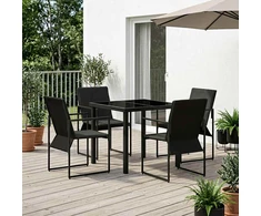 Lauko baldų komplektas Sodo valgomojo komplektas 5 pcs Juoda ir Antracitas