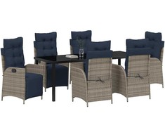 Lauko baldų komplektas Sodo valgomojo komplektas 7 pcs Pilka ir juoda Ratanas