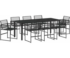 Sodo valgomojo komplektas 9 pcs Juoda poliratanas