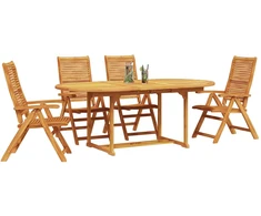 Lauko baldų komplektas Sodo valgomojo komplektas 5 pcs Ruda Kietos akacijos mediena