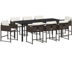 Sodo valgomojo komplektas 9 pcs Ruda poliratanas