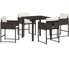 Lauko baldų komplektas Sodo valgomojo komplektas 5 pcs Ruda poliratanas