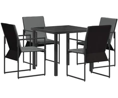 Lauko baldų komplektas Sodo valgomojo komplektas 5 pcs Juoda ir Antracitas