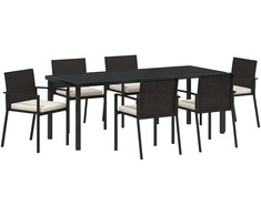 Lauko baldų komplektas Sodo valgomojo komplektas 7 pcs Juoda
