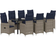 Sodo valgomojo komplektas 9 pcs Juoda poliratanas
