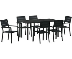 Lauko baldų komplektas Sodo valgomojo komplektas 7 pcs Juoda