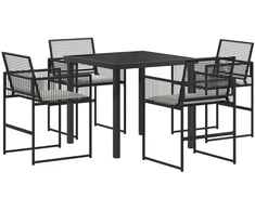 Lauko baldų komplektas Sodo valgomojo komplektas 5 pcs Juoda poliratanas